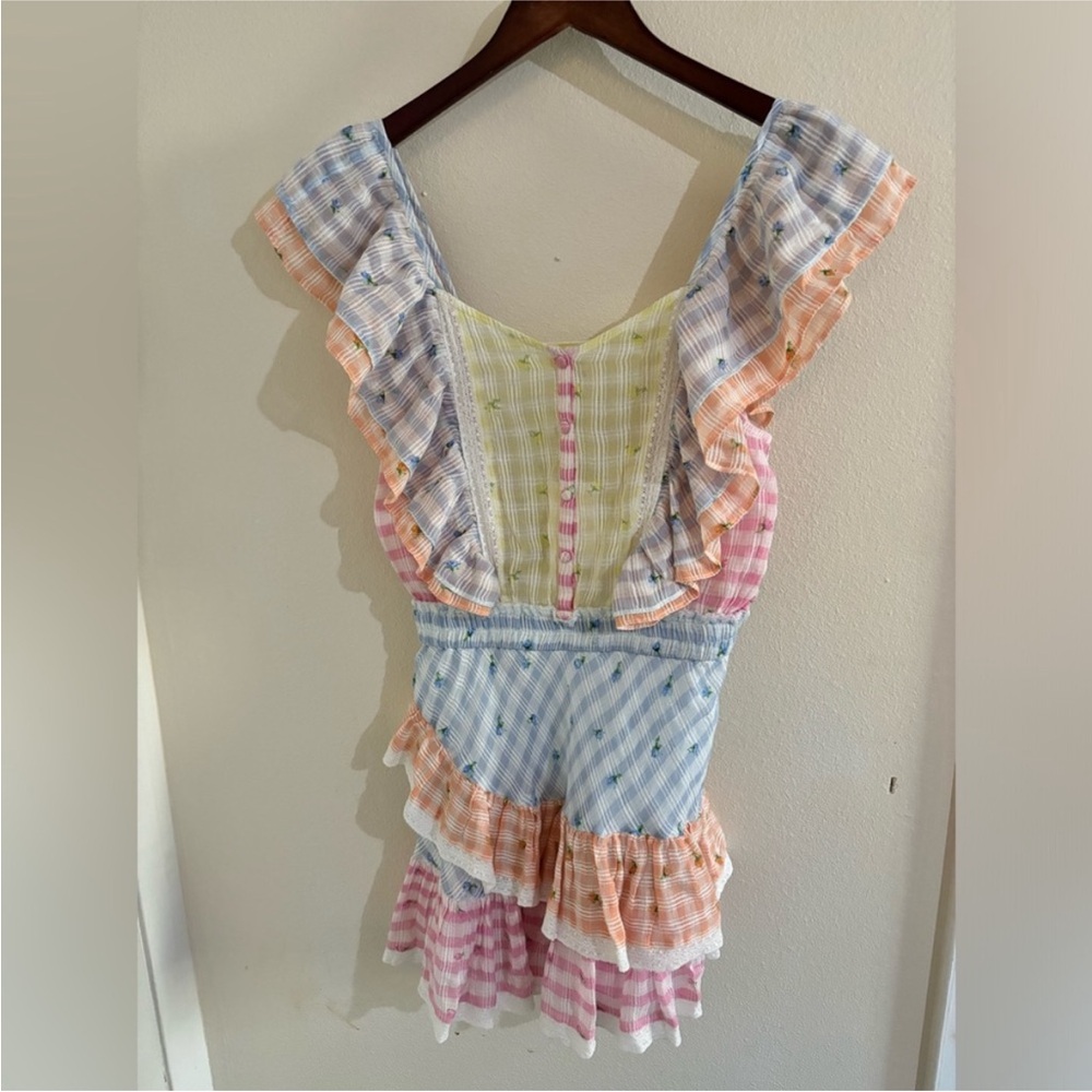 LoveShackFancy Leon Multicolor Ruffle Mini Dress - Picture 4 of 5